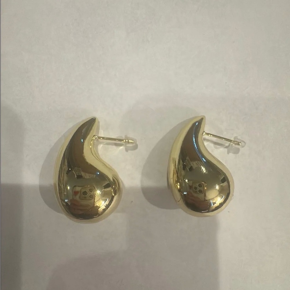Gold-Tone Abstract Liquid Metal Teardrop Stud Earrings